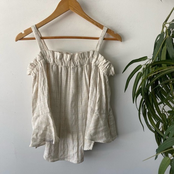 Maven Top Womens S Cream Off Shoulder Boho Prairie Cottage Summer Contemporary - Picture 1 of 5
